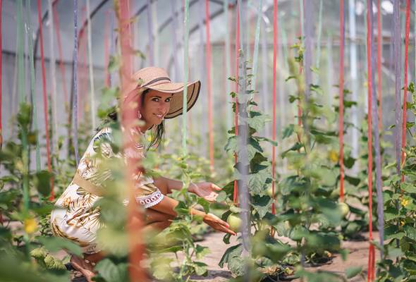 Lady at an organic farm