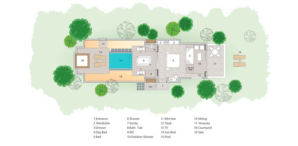 Floor Plan of Beach Pavilion with Private Pool Sun Siyam Iru Veli
