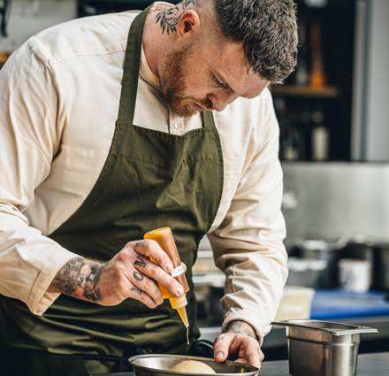 Chef Tom Brown in the kitchen