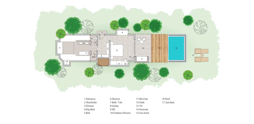 Floor Plan of Beach Suite With Pool Sun Siyam Iru Veli