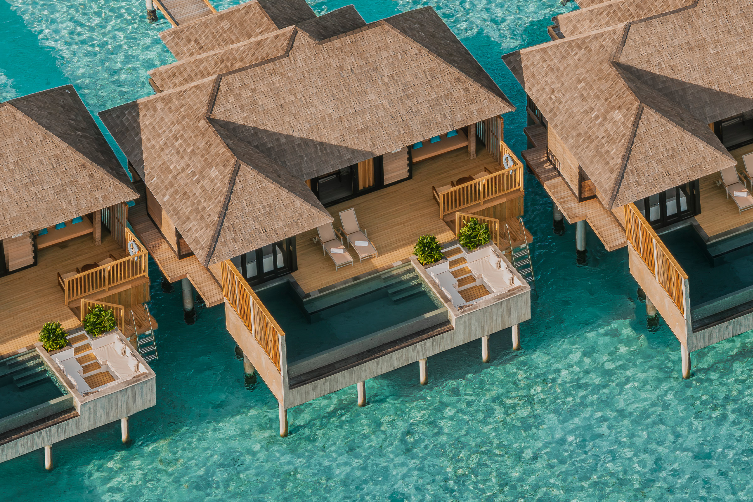 Sunset Horizon Water Villa With Pool Aerial View
