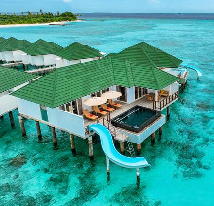 Water Pavilion With Slide Aerial View
