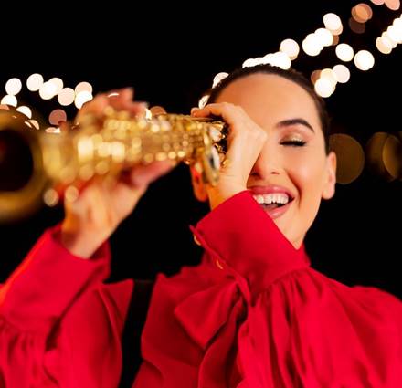 A portrait of a lady with trumpet