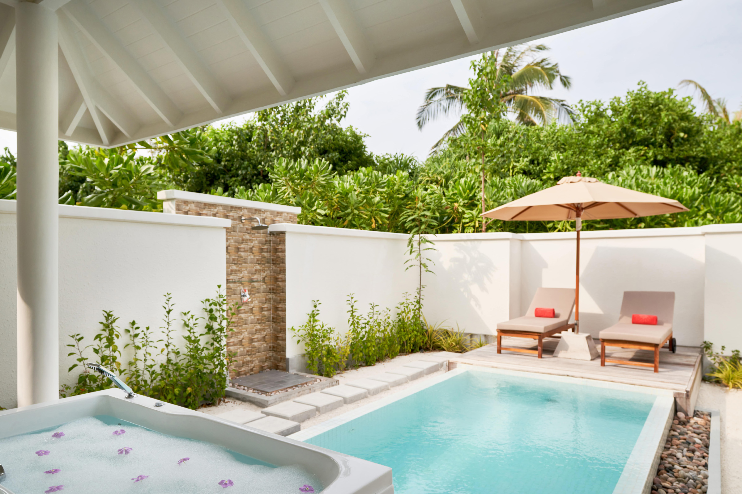 Beach House Bathroom Pool View