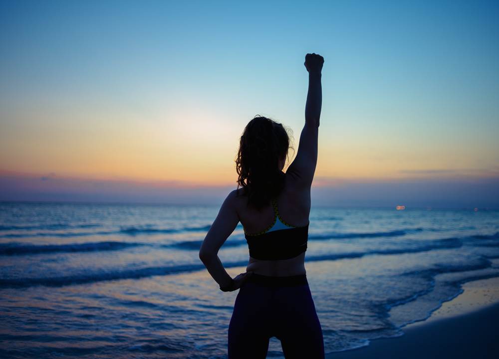 Aerobics during sunset